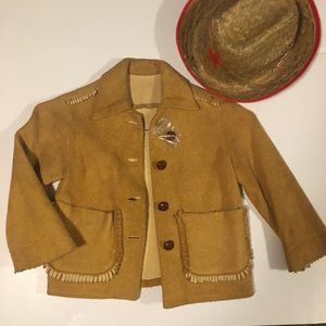 Hand Crafted Child's Elk Skin Jacket / Wild West Costume with Sheriff's Hat